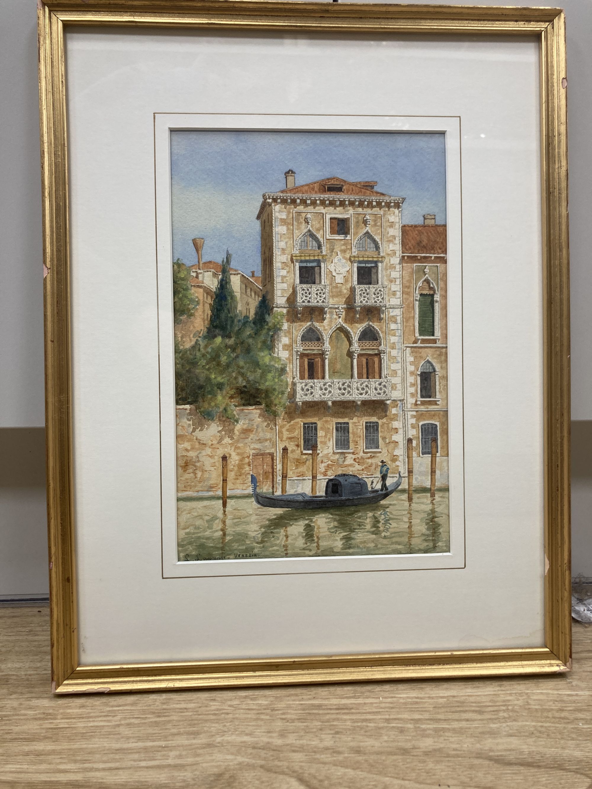 Laurenzio Laurenzi (1878-1946), watercolour, Desdemonas Palace, Venice, 1905, 25 x 16cm